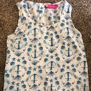 Button Back Nautical Blouse Tank